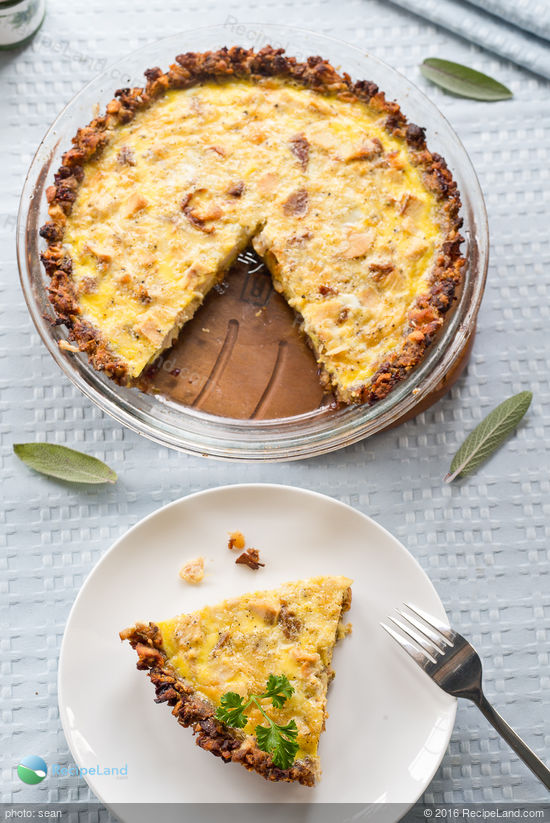 Leftover stuffing & turkey quiche