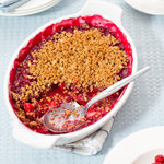 Cherry Crisp with Oatmeal and Nut Topping