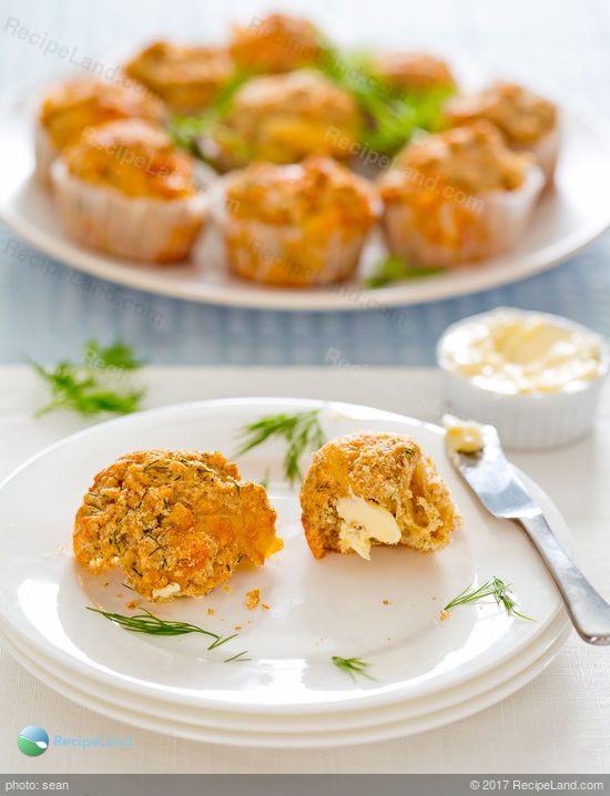 Plate of Dilly Cheese Bisquick Muffins