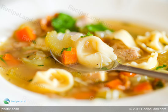 Chicken Tortellini Soup close-up