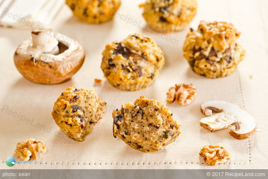 Savory Muffins with mushrooms and walnuts