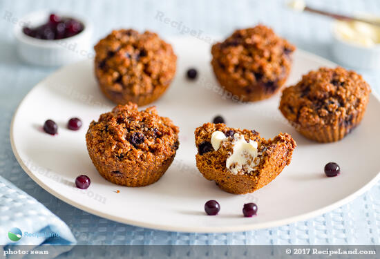 Blue Bran Muffins close-up