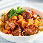 An easy crock pot beef stew recipe. This beef stew with tomato soup, potatoes, and carrots provides plenty of sauce. Perfect for serving with egg noodles, rice or crusty bread.