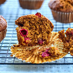 Cranberry bran muffin recipe with maple syrup and wheat germ.