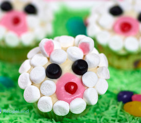 Easter Lamb Face Cupcakes