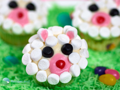 Easter Lamb Face Cupcakes