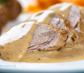 Pork Tenderloin in Thyme White Wine Cream Sauce