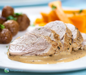 Pork Tenderloin in Thyme White Wine Cream Sauce