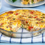 A upscale low-carb, gluten-free version of an easy tuna casserole. Whip together an easy crustless tuna quiche with just cheese, eggs and milk.