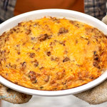 A scrumptious hash brown breakfast casserole with sausage (or bacon) that’s perfectly sized for two servings.