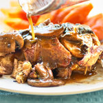 A modern time-saving traditional rendition of Chicken Coq au Vin; chicken cooked in red wine for your slow cooker. The resulting juices? Loaded with layers of complex flavor, perfectly balanced with fall apart tender chicken.