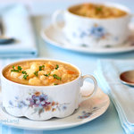 Easy crock pot potato soup. Serve with chopped green onions and slice cheddar cheese. SUPERB! Absolutely wonderful.