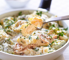 Easy Alfredo Tortellini with Garlic for Two