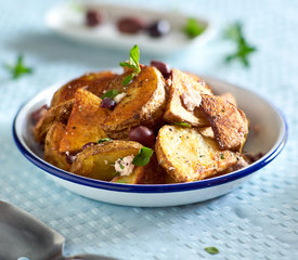 Oven-roasted Potatoes with Garlic, Olives, Feta and, Oregano