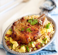 Pork Chops with Bacon 'n Egg Fried Rice