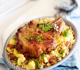 Pork Chops with Bacon 'n Egg Fried Rice