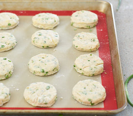 Flaky Garlic Scape Buttermilk Biscuits with Swiss Cheese