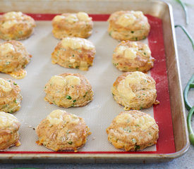 Flaky Garlic Scape Buttermilk Biscuits with Swiss Cheese