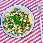 Amazing Mediterranean Chickpea and Pea Salad