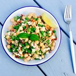 Amazing Mediterranean Chickpea and Pea Salad
