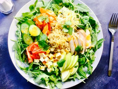 Loaded Vegetable and Quinoa Salad with Miso Orange Dressing