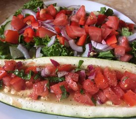 Bruschetta Hummus Stuffed Zucchini