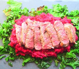 Steak with Beetroot Mash