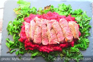 Steak with Beetroot Mash