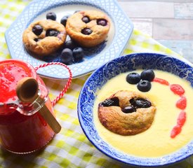 Blueberry Pudding, Jam & Custard