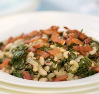 Southern Living Braised Collards with Bacon and Black-Eyed Peas