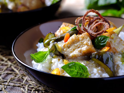 Tofu and Eggplant Green Curry