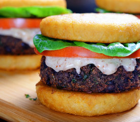 Smoky Black Bean Burgers on Potato Buns