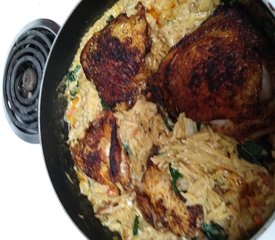 Paprika Chicken Thighs with Orzo Noodles