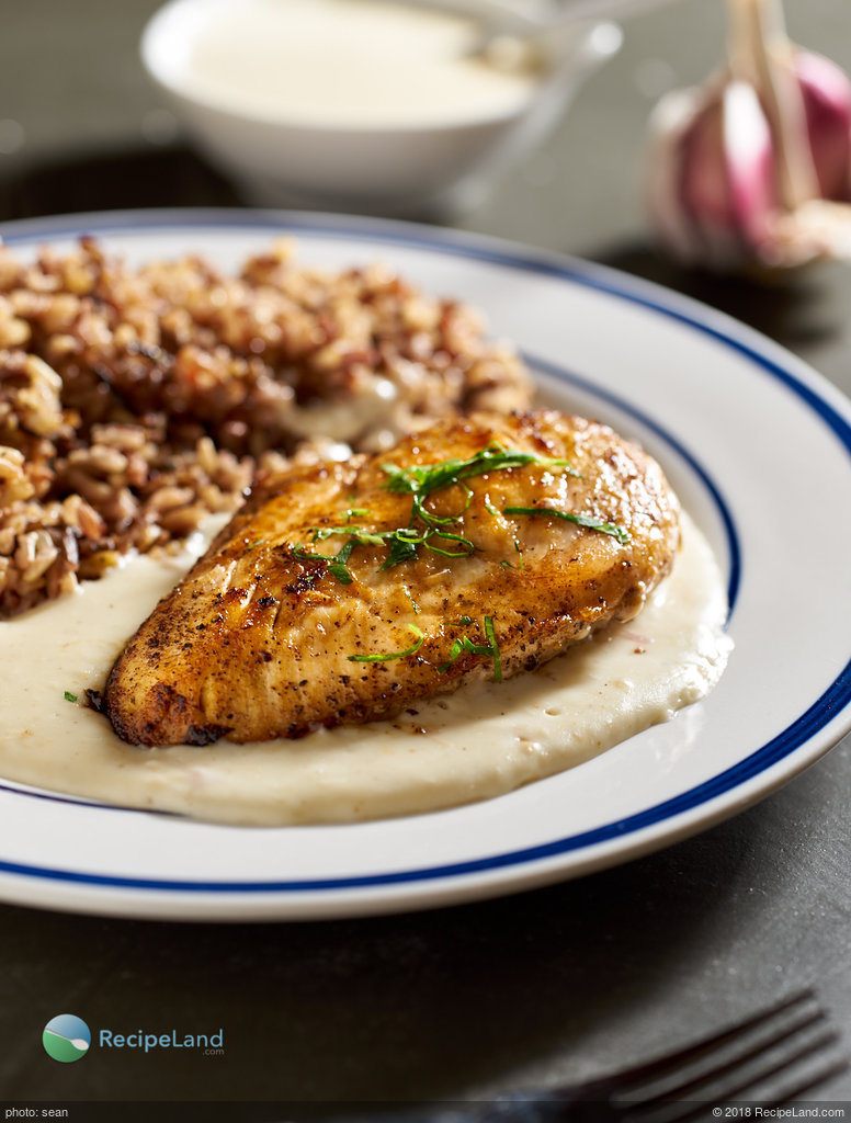 Chicken Breasts with Roasted Garlic-Chevre Sauce