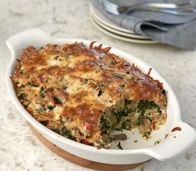 Spinach, Mushroom and Vegetable Bread Pudding 