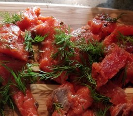 Pickled Salmon as Appetizer (Gravad Lax style)