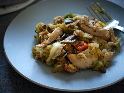 Spaghetti Squash and Chicken Skillet Casserole