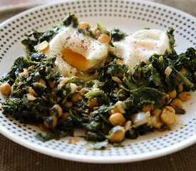 Quick Turkish Eggs, Spinach and Chickpeas