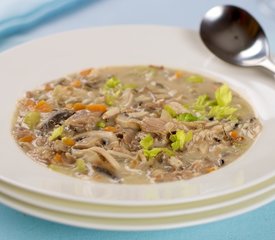 Creamy Leftover Turkey, Veggies and Wild Rice Soup