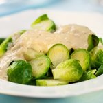 Cheesy Brussels Sprouts with Sherry Asiago Sauce