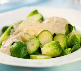 Cheesy Brussels Sprouts with Sherry Asiago Sauce