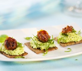 Minted Edamame Roasted Tomato Canapes