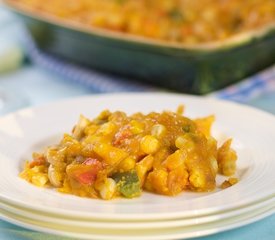 Butternut Squash, Bell Pepper, Corn and Cheddar Casserole