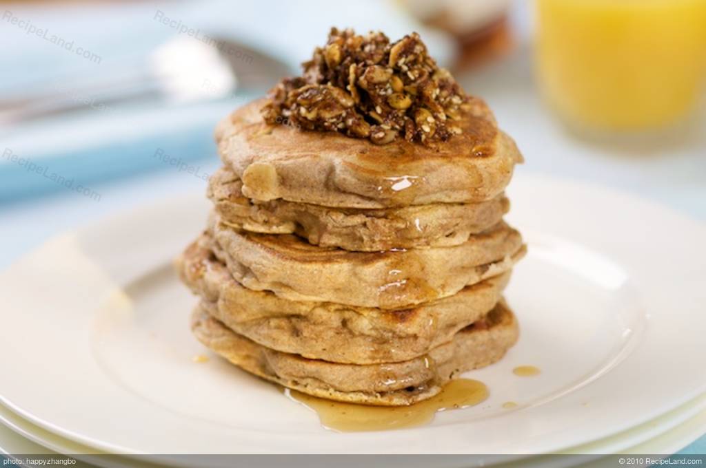 Buttermilk Whole Wheat Pancakes with Maple Nut Topping