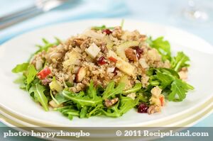 Quinoa and Veggie Salad with Apples, Dried Berries, Walnuts and Cheddar