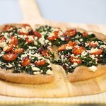 Spinach, Oven-Dried Cherry Tomato and Feta Pizza