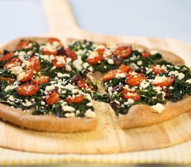 Spinach, Oven-Dried Cherry Tomato and Feta Pizza