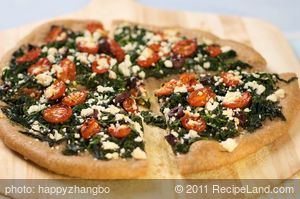 Spinach, Oven-Dried Cherry Tomato and Feta Pizza