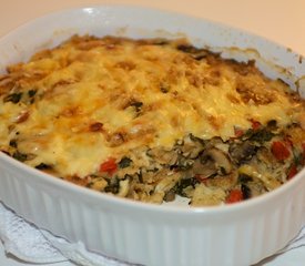 Spinach, Mushroom and Vegetable Bread Pudding 