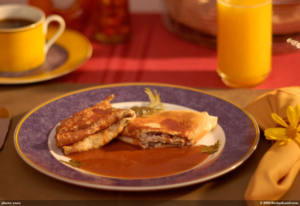 California Goat Cheese Crepes with Sweet Onion Sauce recipe